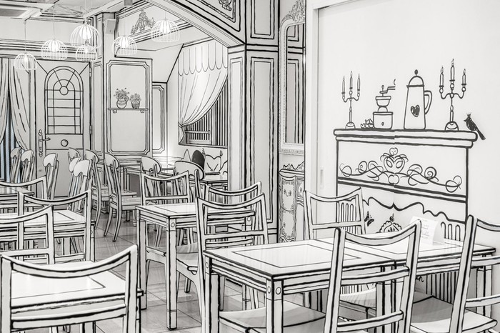 Kafe Unik Berkonsep Monokrom