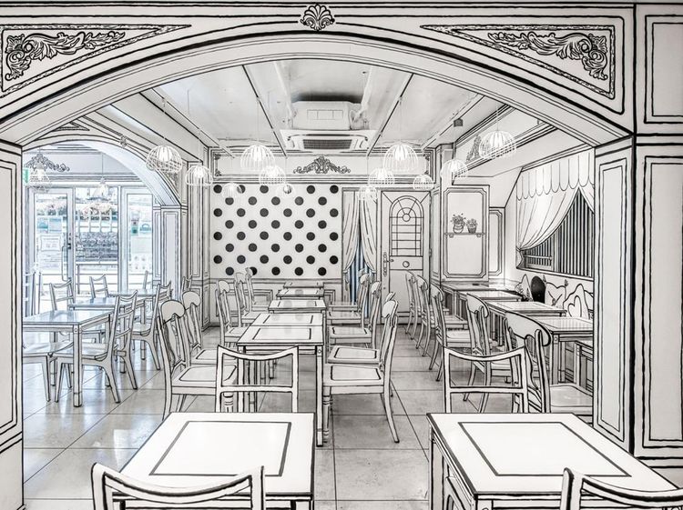 Kafe Unik Berkonsep Monokrom Ini Mirip Gambar Dalam Komik