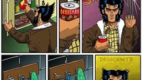 Wolverine yang terkenal sangar dan menyeramkan rupanya juga penggemar Beanman keluaran Batman jika sedang berlibur di rumah. Foto: Instagram @dragonartebr.official