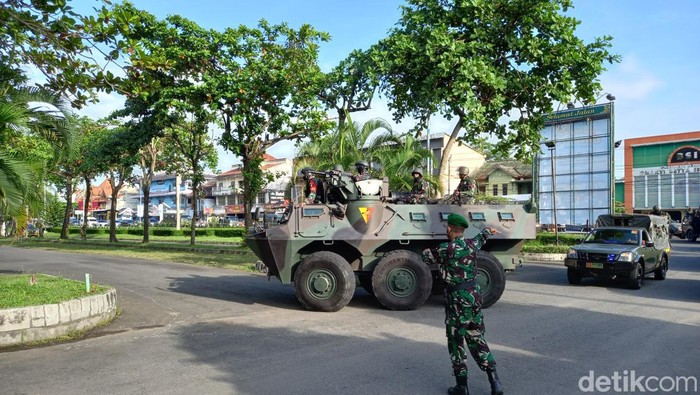 Latihan perang kota TNI AD di Jogja, Sabtu (5/3/2022).