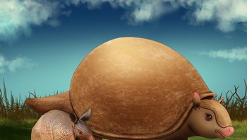 Nenek moyang armadillo modern, Glyptodon , kira-kira berukuran sama dan beratnya sama dengan Volkswagen Beetle . Foto: Brightside