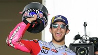 Sukses Bastianini di MotoGP Qatar juga menjadi kemenangan ke-59 Ducati di kelas primer Grand Prix. Total Ducati sudah meraih 185 podium di kelas MotoGP. (REUTERS/Ibraheem Al Omari)