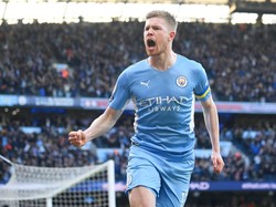 Kevin De Bruyne bikin dua gol dalam kemenangan Manchester City 4-1 atas Manchester United dalam lanjutan Liga Inggris, Minggu (6/3) malam WIB (Getty Images)