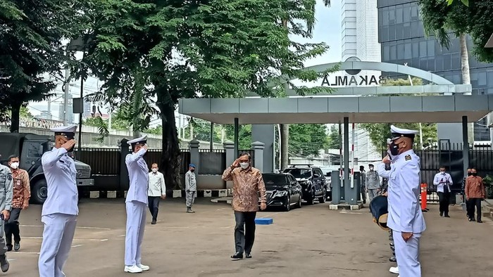 Mahfud Md saat tiba di Bakamla (Karin-detikcom)