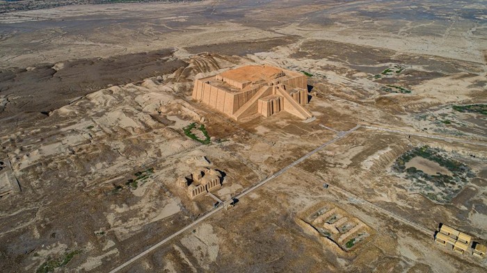 An aerial photo shows archeological site of the 6,000-year-old archaeological site of Ur during the preparations for Pope Francis visit near Nasiriyah, Iraq, Saturday, March 6, 2021. Pope Francis arrived in Iraq on Friday to urge the countrys dwindling number of Christians to stay put and help rebuild the country after years of war and persecution, brushing aside the coronavirus pandemic and security concerns to make his first-ever papal visit. (AP Photo/Nabil al-Jourani)