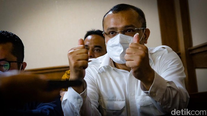 Ferdinand Hutahaean menjalani sidang dengan agenda pemeriksaan saksi di Pengadilan Negeri Jakarta Pusat, Jalan Bungur Besar Raya, Selasa (8/3/2022).