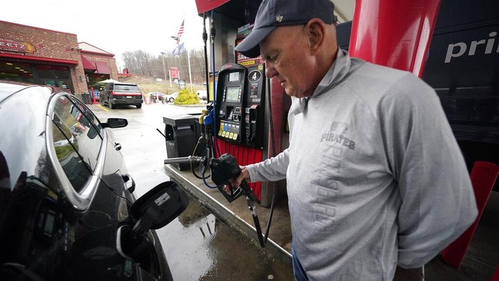 Gas prices are advertised at over $6 a gallon, Monday, March 7, 2022, in Los Angeles.