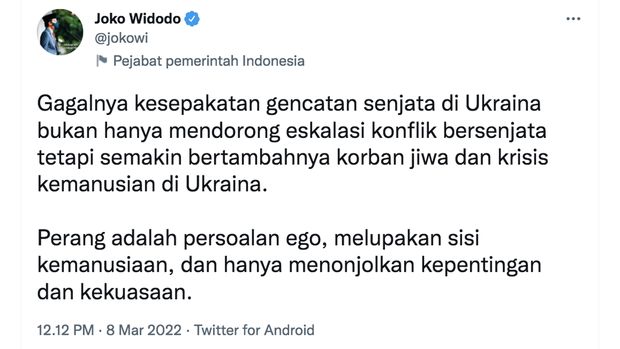 Tangkapan Layar via twitter @jokowi