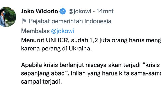 Tangkapan Layar via twitter @jokowi