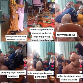 Kisah salah satu emak-emak kesurupan ingin menyampaikan pesan ke pengantin. Pengantin mendadak terasa sesak dan menangis.