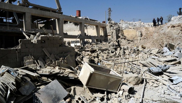 A view shows a damaged room after Syria State Media reported an Israeli attack in Damascus, Syria, in this handout released by SANA on March 7, 2022. SANA/Handout via REUTERS ATTENTION EDITORS - THIS IMAGE WAS PROVIDED BY A THIRD PARTY. REUTERS IS UNABLE TO INDEPENDENTLY VERIFY THIS IMAGE MANDATORY CREDIT
