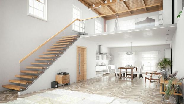 Loft room with cozy design