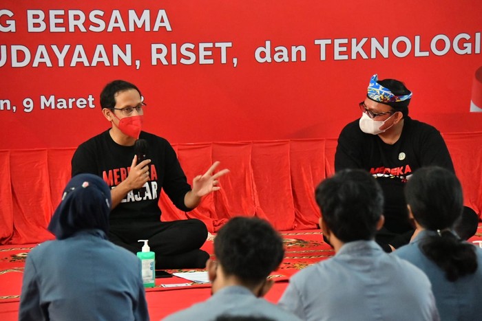 Nadiem Makarim dalam kunjungan kerjanya ke Tarakan, Kalimantan Utara, Rabu (9/3/2022).