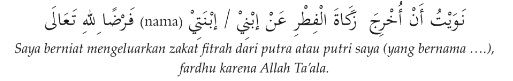 Niat Zakat Fitrah