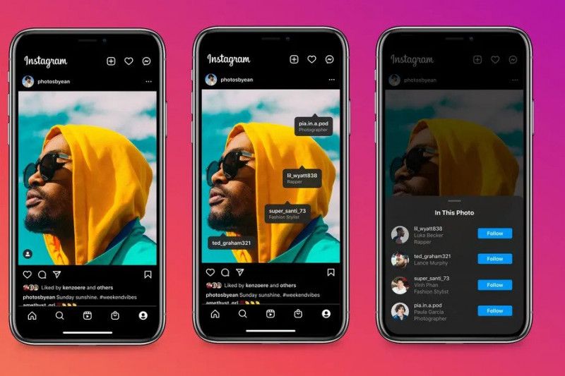 Tampilan fitur tag baru di Instagram