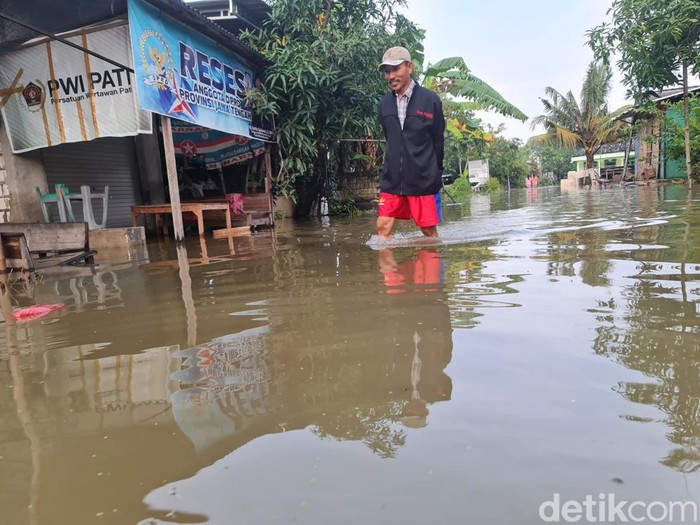Banjir di Desa Ketitang Wetan Kecamatan Batangan, Pati, Kamis (10/3/2022).