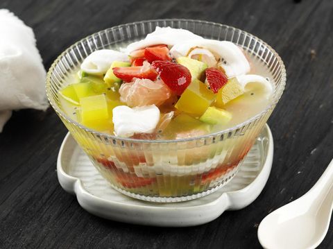 Sop Buah or Es Buah is Mixed Fruit with Coconut or Simple Syrup, Served with Shaved Ice and add Condensed Milk to Add Creamy Swetened, Popular for Buka Puasa (Breakfasting)
