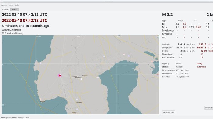 Gempa M 3,2 mengguncang Mamasa, Sulbar.