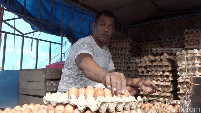 Harga telur 1 rak di Polewali Mandar meroket tajam tembus Rp 42.000 menjelang bulan suci Ramadan (detikcom/Abdy)