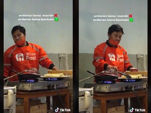 Lama Antre Pesan Makanan, Driver Ojol Ini Bantu Penjual Masak