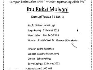 Penyanyi Keroncong Solo Keksi Mulyani Meninggal Dunia