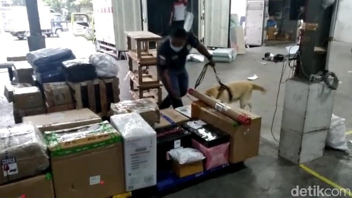 Petugas menggalkan pengiriman sabu via jasa ekspedisi