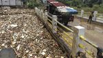 Potret Sampah Menyangkut di Jembatan Kali Pesanggrahan Depok