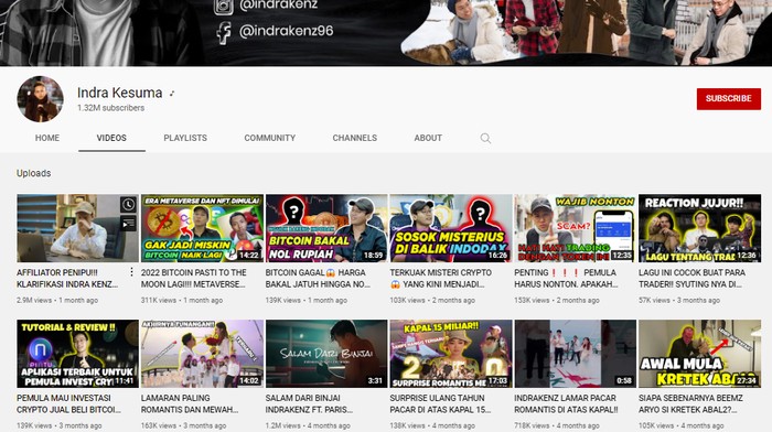 YouTube Indra Kenz alias Indra Kesuma yang Disita Polisi