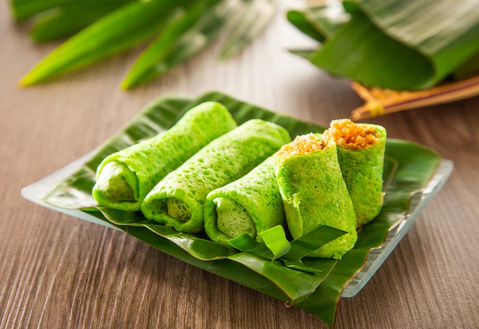 Malaysia sweet dessert with coconut known as kuih ketayap