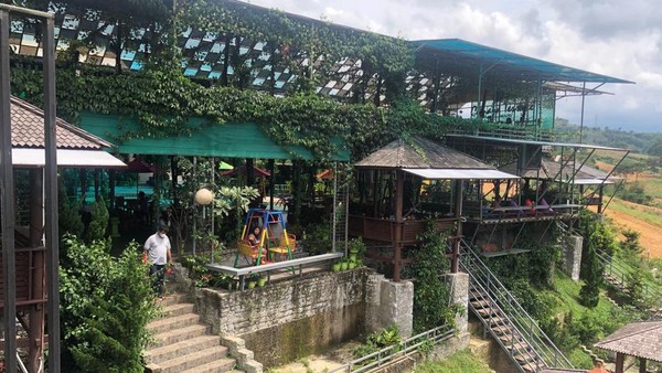 Sebagai tempat wisata baru di kawasan Bogor, Cemara Terrace menawarkan restoran dengan nuansa outdoor. Restoran ini menempati area dengan luas mencapai satu hektar di kawasan perbukitan Bojong Koneng yang populer di kalangan pesepeda dengan KM 0-nya. (Dana Aditiasari/detikTravel)