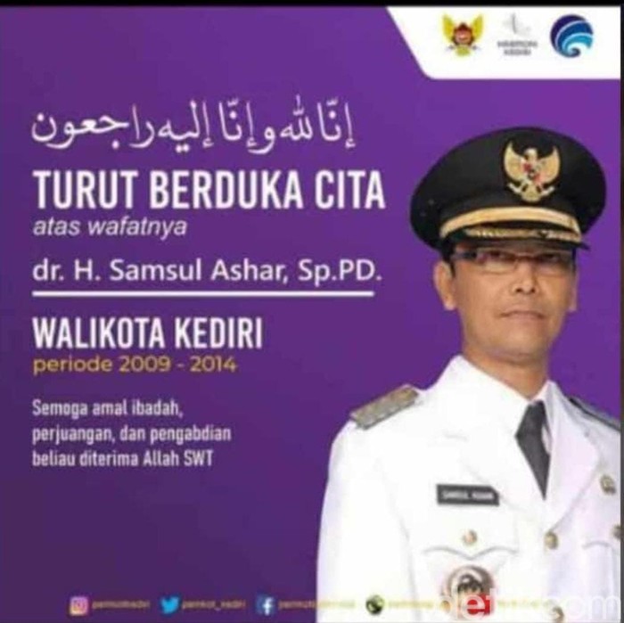 Mantan Wali Kota Kediri Samsul Ashar Tutup Usia
