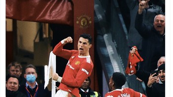 Anthony Elanga menyebut Ronaldo sebagai GOAT (greatest of all time) yang sedang on fire. Foto: Twitter