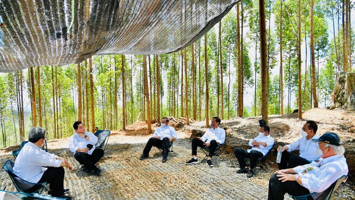 Jokowi dan Para Menteri di Lokasi Kemah IKN