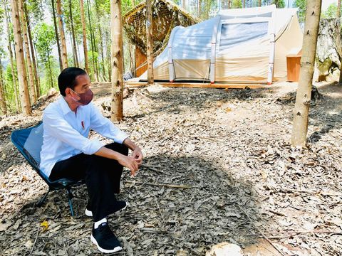 Jokowi dan Para Menteri di Lokasi Kemah IKN
