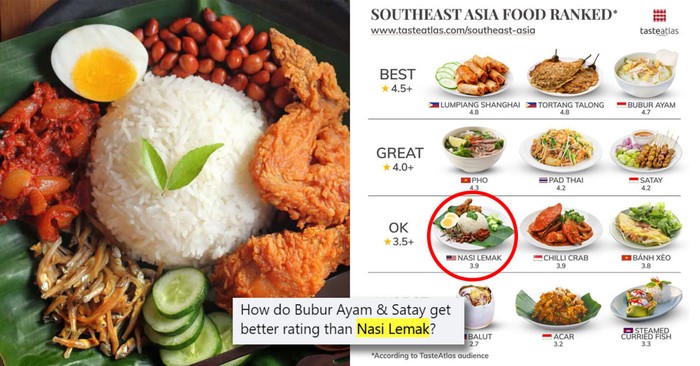 Peringkat Nasi Lemak di Bawah Bubur Ayam Indonesia, Netizen Malaysia Protes