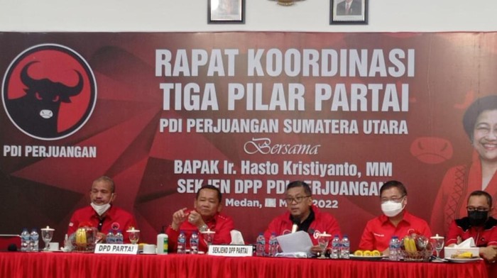 Sekretaris Jenderal DPP PDIP Hasto Kristiyanto saat Rakorda PDIP Sumut.