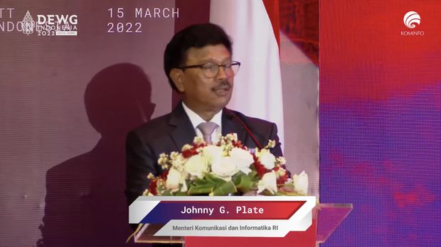 Johnny G Plate dalam acara Digital Economy Working Group G20 2022,  (Tangkapan layar youtube Kemkominfo TV)