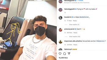 Fabio Di Giannantonio terbang bersama kekasihnya ke Indonesia. Foto: Instagram