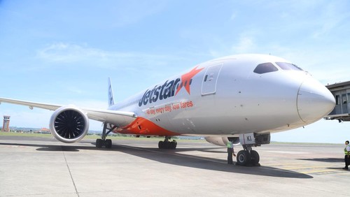 Maskapai Jetstar Airways rute Melbourne-Bali mendarat di Bandara Internasional I Gusti Ngurah Rai. (Dok. AP I)