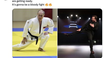 Meme Elon Musk Adu Jotos dengan Vladimir Putin