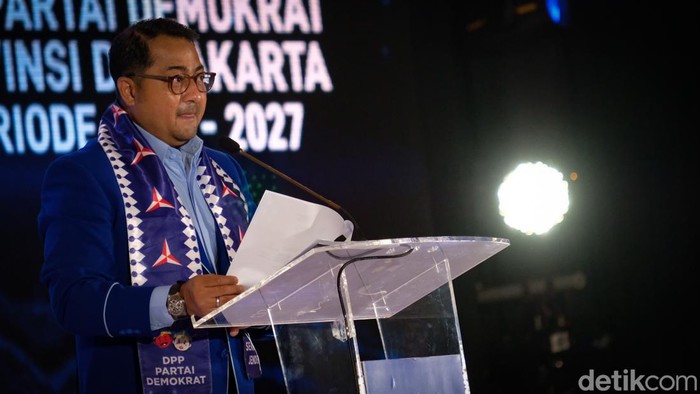Sekjen DPP Partai Demokrat Teuku Riefky Harsya di acara Partai Demokrat, JIExpo Kemayoran, Jakarta, Selasa (15/3/2022).