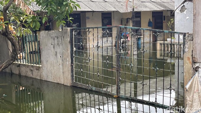 Area permukiman di kawasan Duren Sawit, Jakarta Timur, masih terendam banjir sepekan terakhir ini. Air bahkan masuk ke dalam rumah-rumah warga. Ini fotonya.