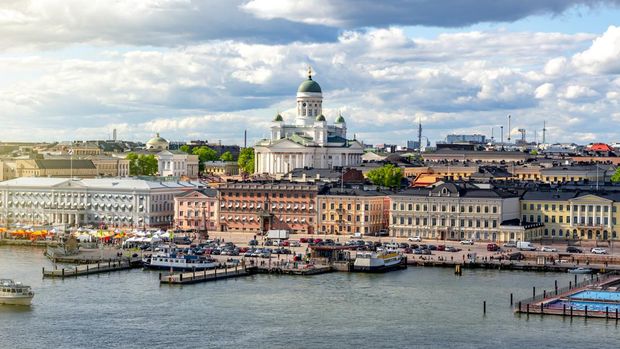 Helsinki cityscape and Helsinki Cathedral, Finland