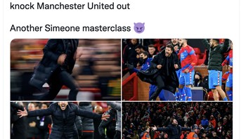 Diego Simone, pelatih Atletico, menunjukkan kepiawaiannya dalam menyingkirkan klub besar asal Inggris. Foto: Twitter