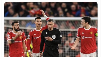 Netizen ini menyebut ekspresi Maguire, Ronaldo dan Fernandes mewakili kemarahan para fans MU. Foto: Twitter