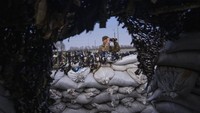 Serdadu Ukraina berada di garis terdepan di Kota Lityn, Ukraina, Rabu (16/3/2022). Perkiraan jumlah penduduk Ukrainan mencapai 43 juta jiwa. Negara itu diserbu militer Rusia sejak 24 Februari 2022. (AP Photo/Rodrigo Abd).