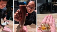 Penyajian makanan oleh chef ini juga berbeda dari yang lain. Disajikan tanpa wadah, melainkan langsung disajikan di telapak tangan pelanggan. Foto: Reddit