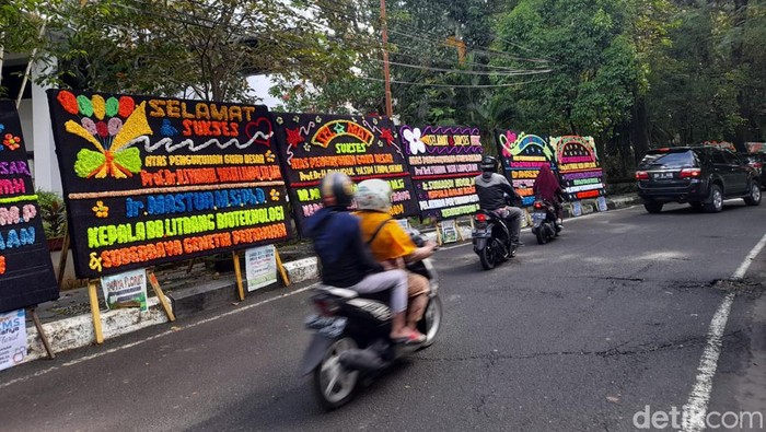 Karangan bunga memenuhi kampus Unhas.