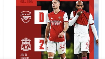 Akun resmi Twitter Arsenal menyatakan performa sudah cukup bersemangat, tapi tim tamu yang mengambil poin. Foto: Twitter