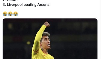Tiga hal yang sudah pasti, kelahiran, kematian dan Liverpool mengalahkan Arsenal. Foto: Twitter